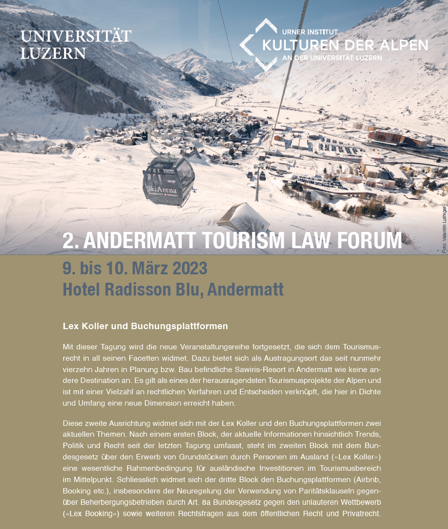 Flyer Andermatt Tourism Law Forum